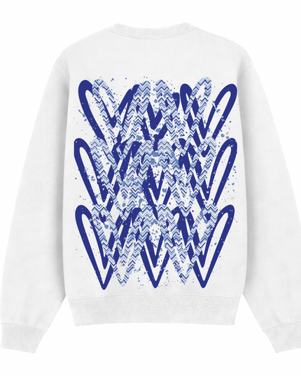 Royal Blue Zig Zag Heart Printed Sweatshirt Adults