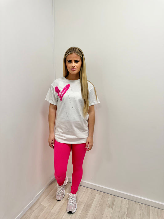 Hot Pink Heart T-Shirt And Legging Set