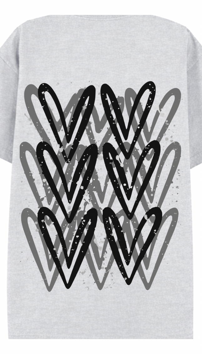 Black graffiti heart T-shirt with spray paint effect print – women's T-shirt by Miss Runway