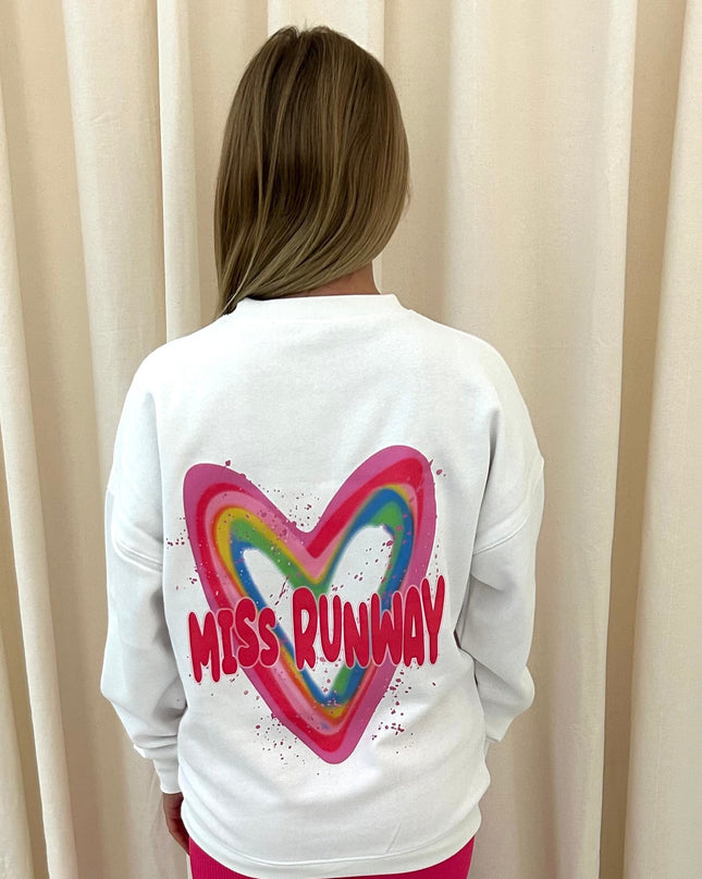 Miss Runway Multicoloured Heart Printed Sweatshirt Adults