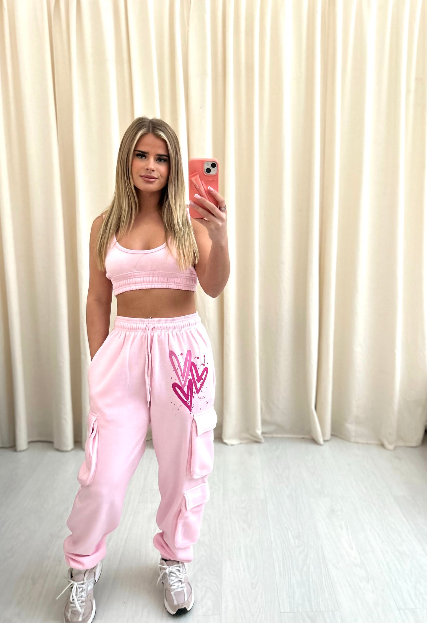 Hot Pink Heart Graffiti Cargo Co ord Pink