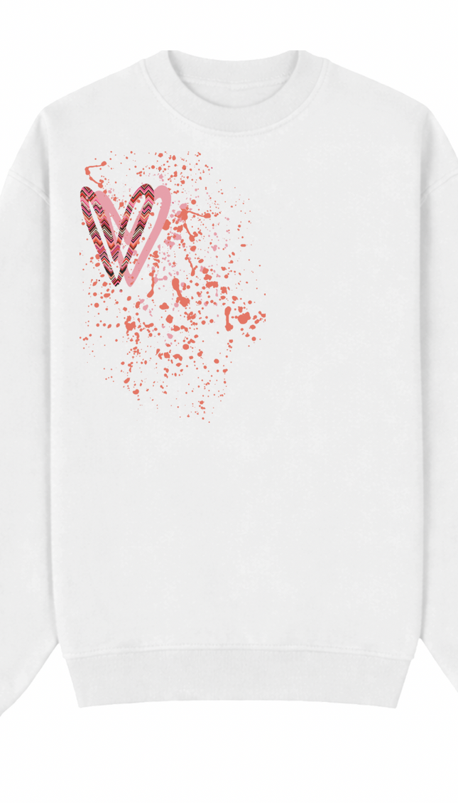 Coral Zig Zag Heart Printed Sweatshirt – image 4