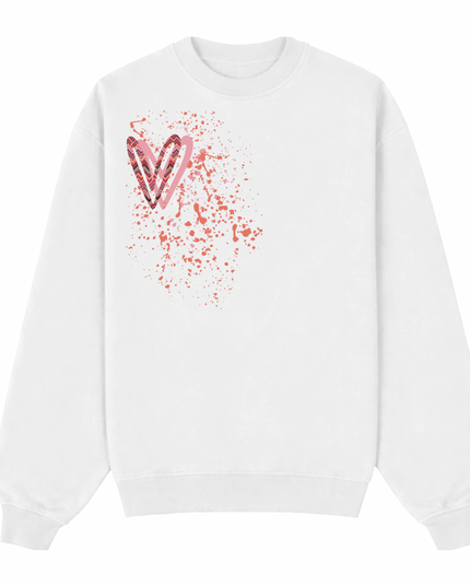 Coral Zig Zag Heart Printed Sweatshirt Adults