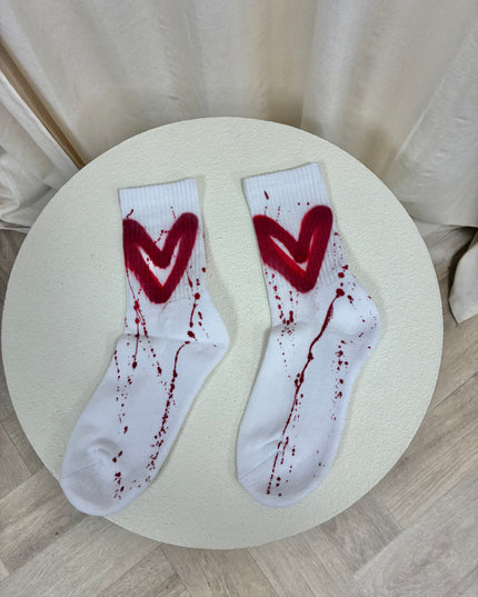 Red Heart Spray Painted Socks