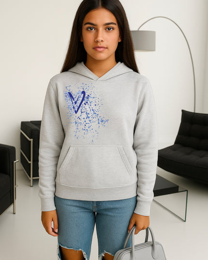 Royal Blue Zig Zag Heart Printed Hoodie