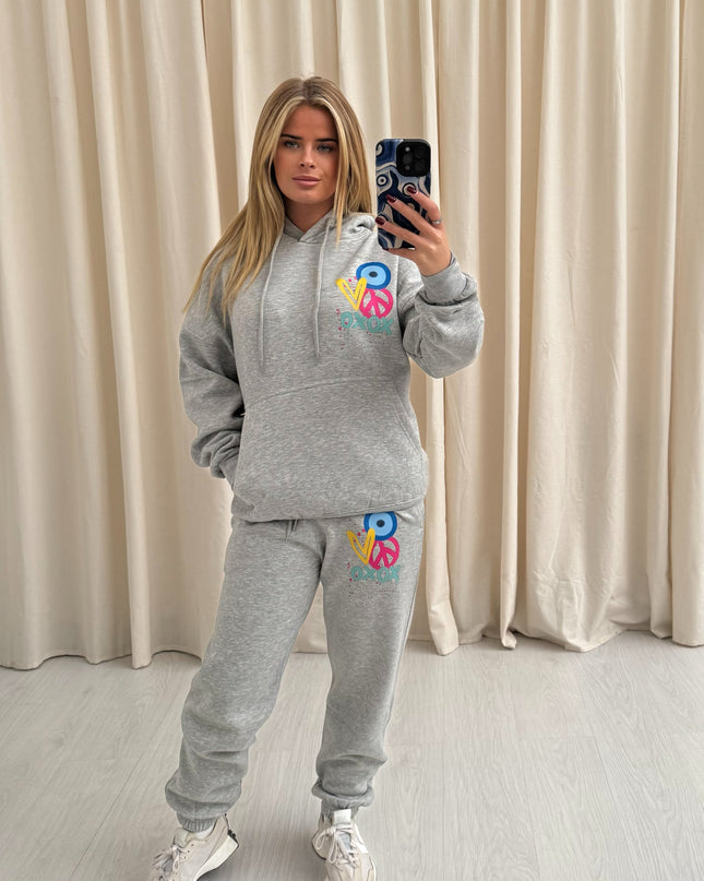 XOXO Graffiti Hooded Tracksuit Grey