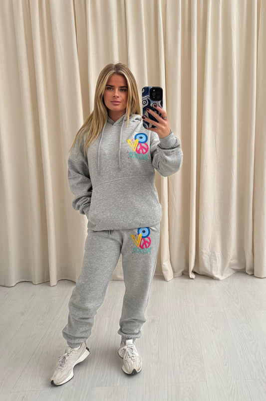 XOXO Graffiti Hooded Tracksuit Grey