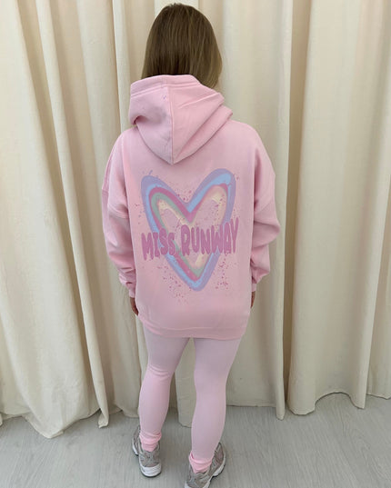 Miss Runway pastel Heart Printed Hoodie & Leggings Adults