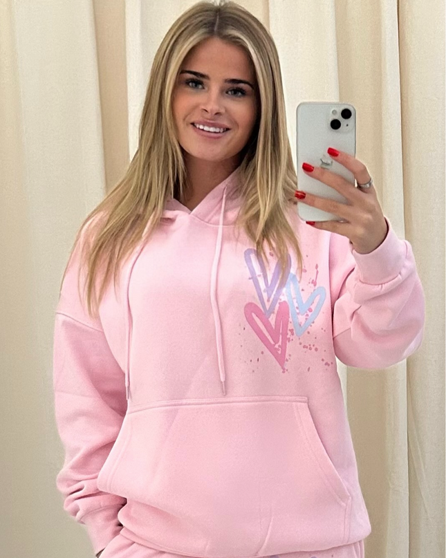 Miss Runway Pastel Heart Printed Hoodie Adults