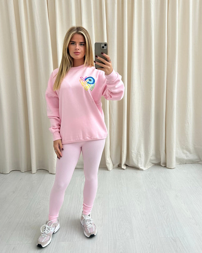 Neon Heart Evil Eye Printed Sweatshirt & Leggings Adults