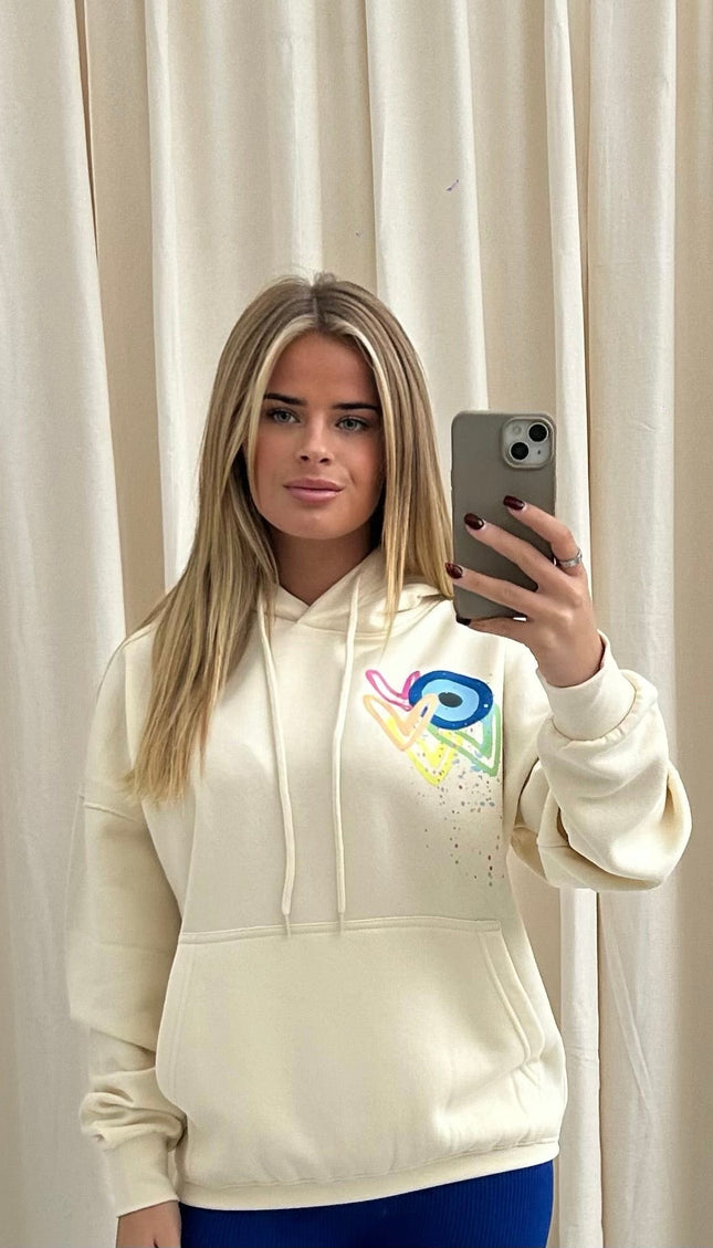 Neon Heart Evil Eye Printed Hoodie – image 9