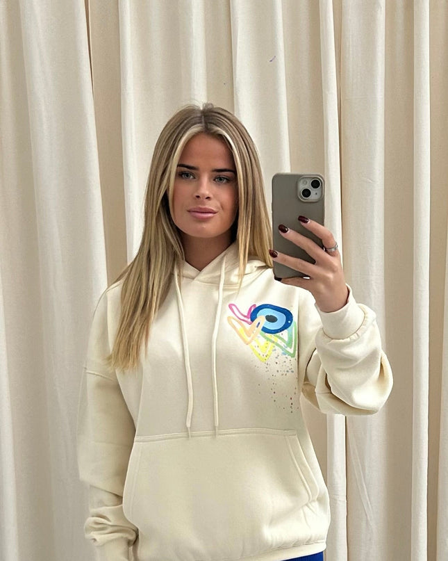 Neon Heart Evil Eye Printed Hoodie Adults