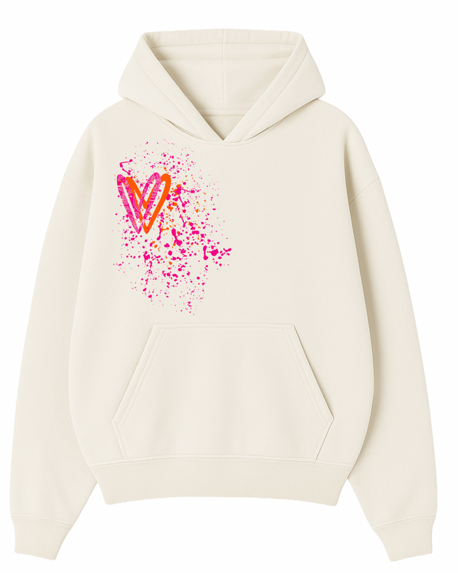 Neon Paisley Heart Printed  Hoodie Kids