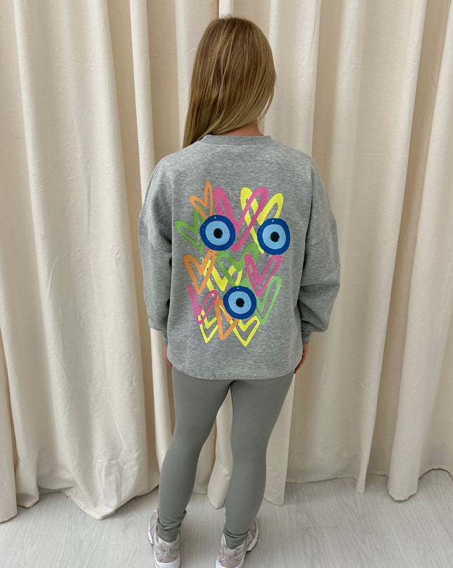 Neon Heart Evil Eye Printed Sweatshirt & Leggings Adults