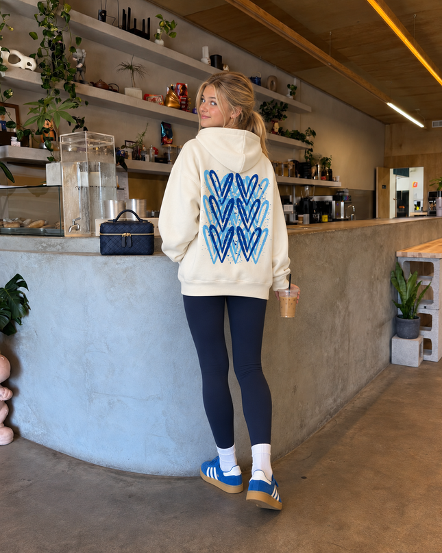 Graffiti Grey/Royal Blue Heart Hoodie