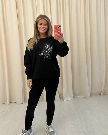 Grey Heart Printed Sweatshirt & Leggings Adults