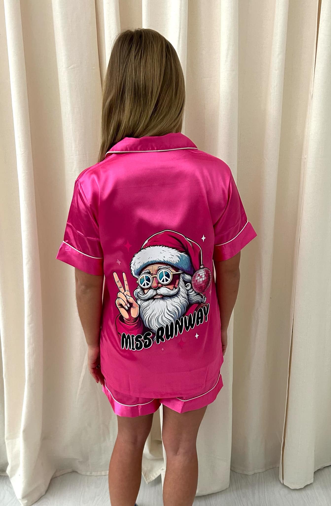 Miss Runway Peace Santa Pyjamas Hot Pink