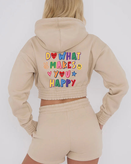 Do What Makes You Happy Printed Short Set