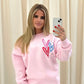 Miss Runway Multicolour Heart Graffiti Sweatshirt Pink