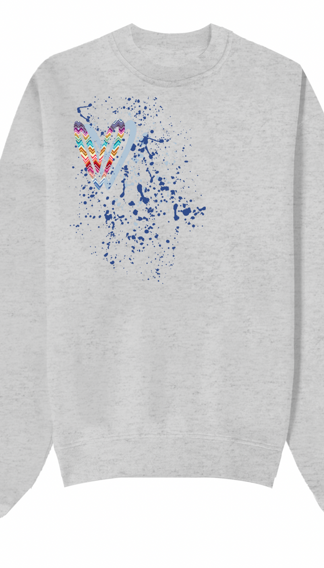 Multicoloured Zig Zag Heart Printed Sweatshirt – image 10