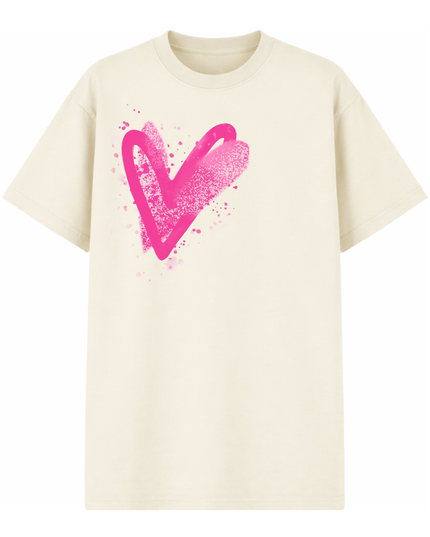 Hot Pink Scatter Heart Printed T-shirt Kids