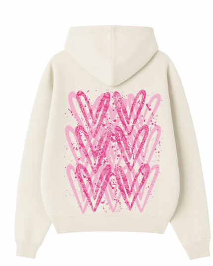 Hot Pink Paisley Heart Printed Hoodie Adults