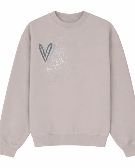 Grey Heart Printed Sweatshirt Adults