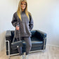 Charcoal Oversized Split Sides Hoodie & Ribbed Leggings Co-ord