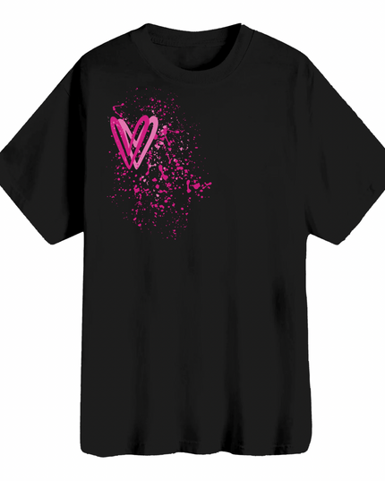 Hot Pink Heart Printed T-shirt Adult