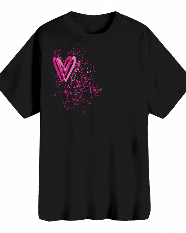 Hot Pink Heart Printed T-shirt Adult