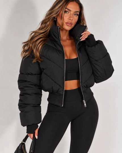 Cropped Puffer Jacket Black