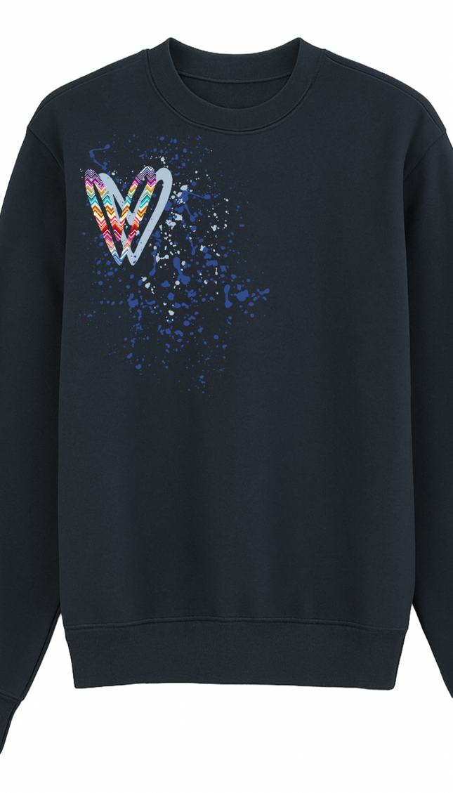 Multicoloured Zig Zag Heart Printed Sweatshirt – image 12