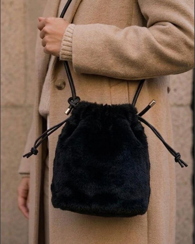 Faux Fur Crossbody Black – women's bag by Miss Runway
