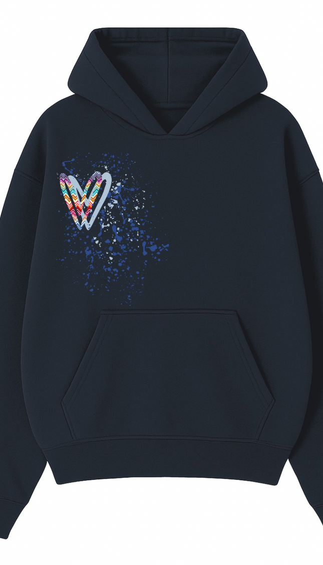 Multicoloured Zig Zag Heart Printed Hoodie by Miss Runway – image 2