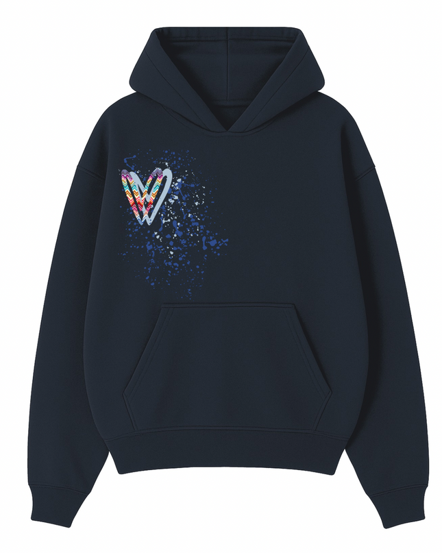 Multicoloured Zig Zag Heart Printed  Hoodie Kids