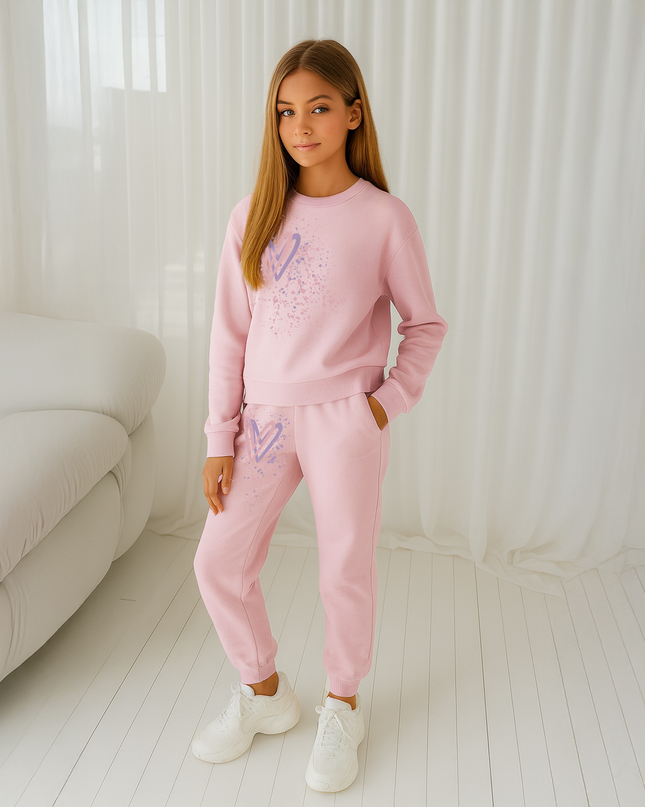 Dark Pastel Hearts Printed Sweatshirt Tracksuit Kids