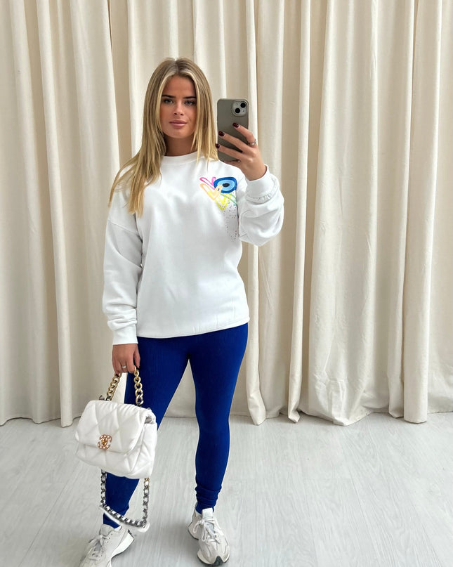 Neon Heart Evil Eye Printed Sweatshirt & Leggings Adults