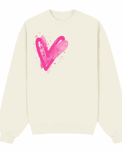 Hot Pink Scatter Heart Printed Sweatshirt Adults