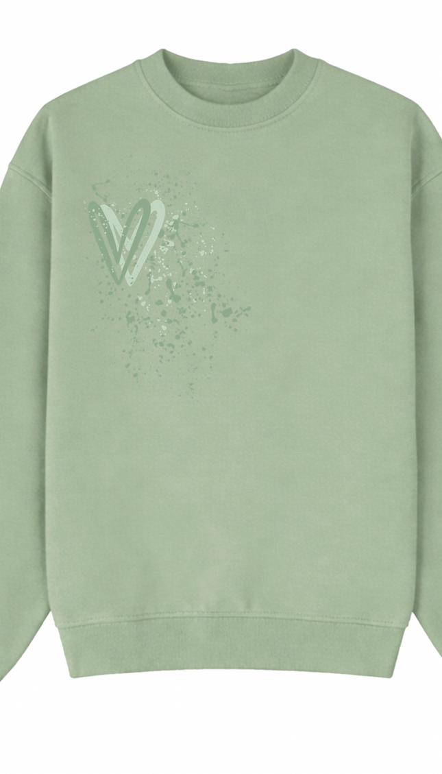 Sage Green Heart Printed Sweatshirt by Miss Runway – image 2