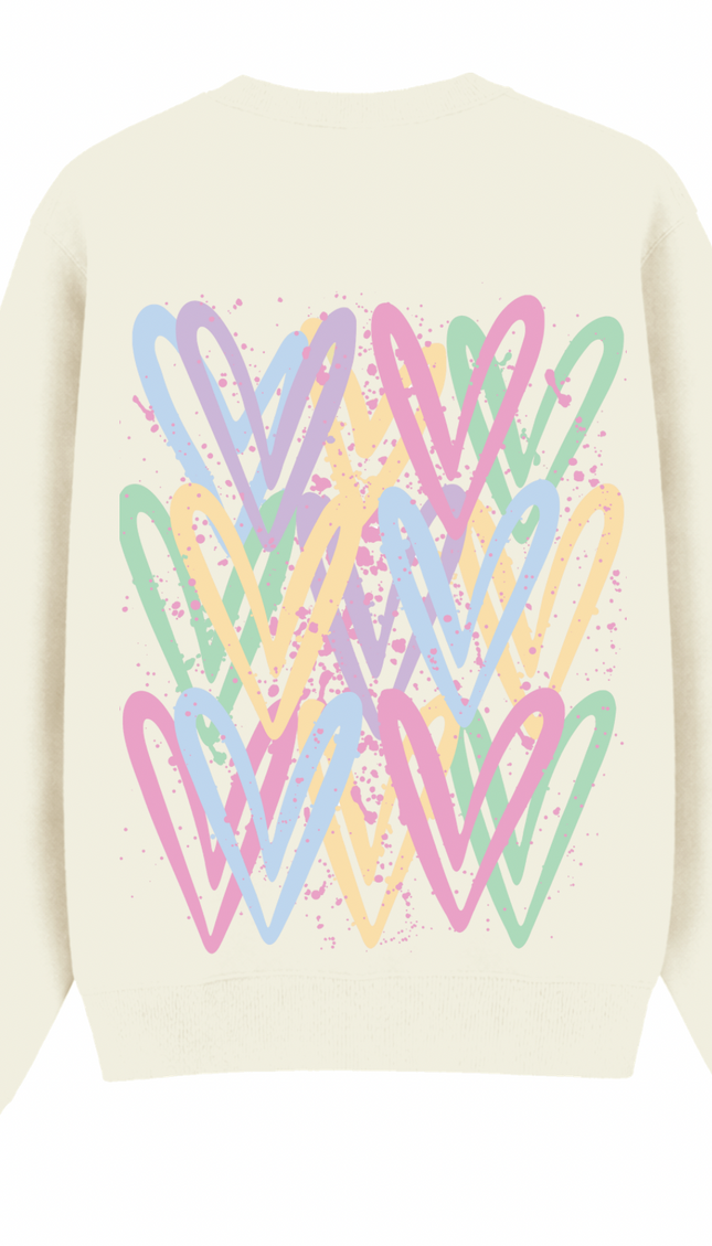 Pastel graffiti heart sweatshirt with spray paint effect print – women's sweatshirt by Miss Runway