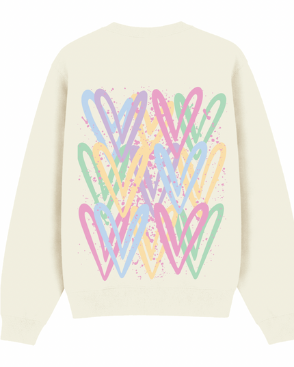 Pastel Heart Printed Sweatshirt Adults