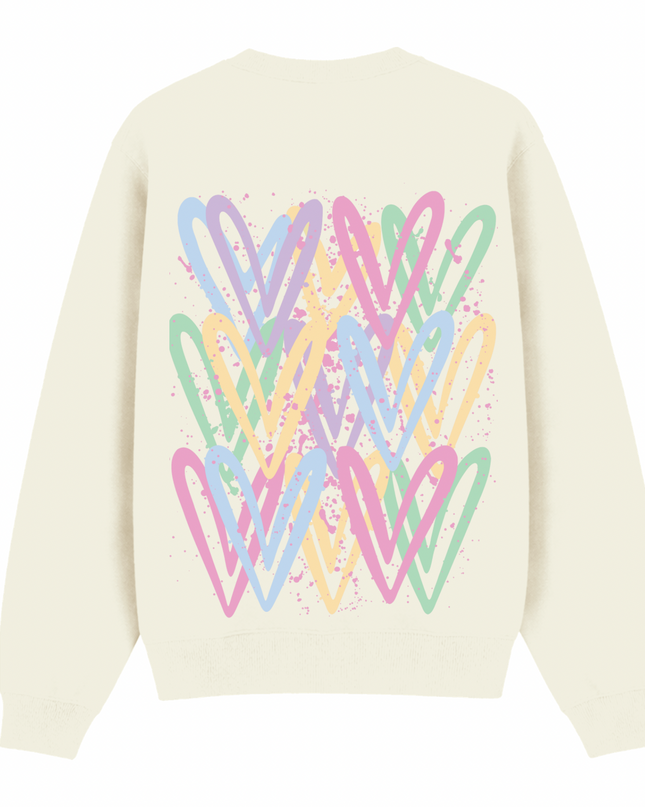 Pastel Heart Printed Sweatshirt Kids