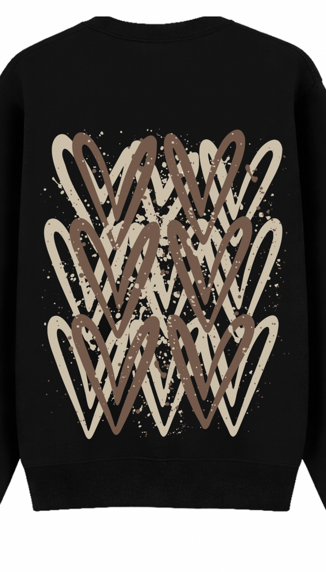 Beige Heart Printed Sweatshirt – image 7
