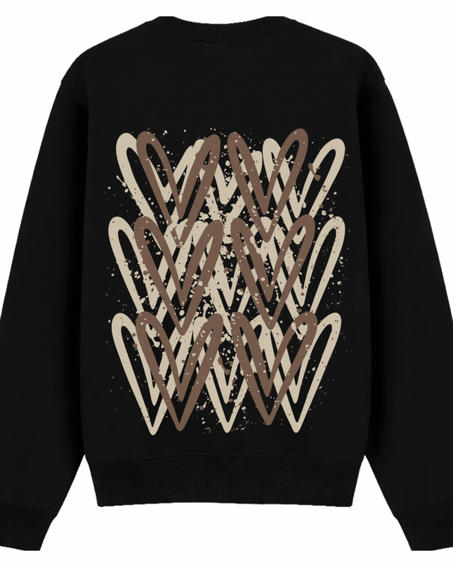 Beige Heart Printed Sweatshirt Kids