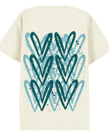 Teal Heart Printed T-shirt Adult