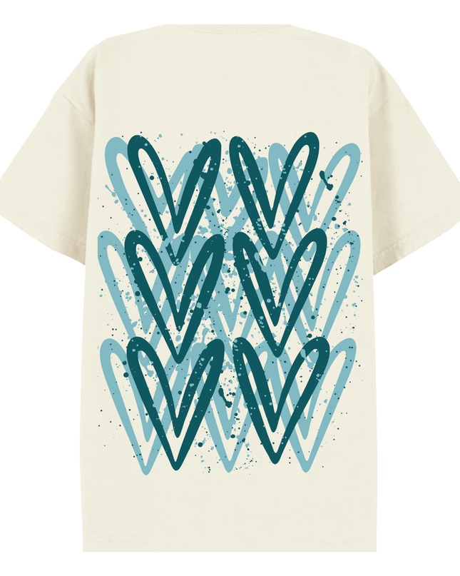 Teal Heart Printed T-shirt Adult