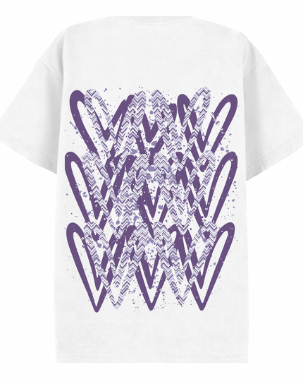 Lilac Zig Zag Heart Printed T-shirt Adult