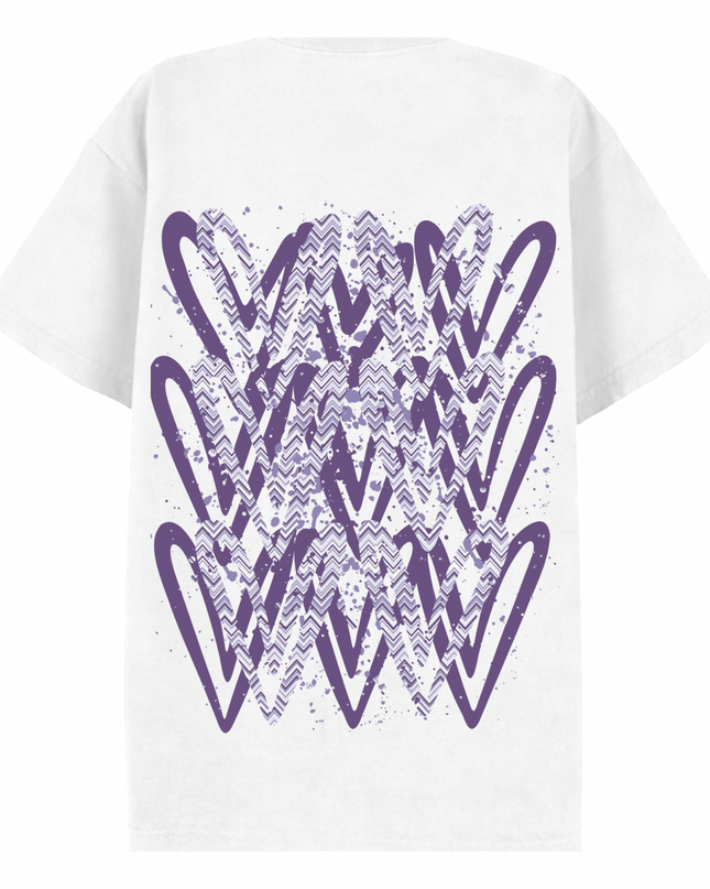 Lilac Zig Zag Heart Printed T-shirt Adult