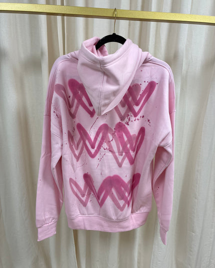 Pink Heart Spray Painted Pink Hoodie Adults