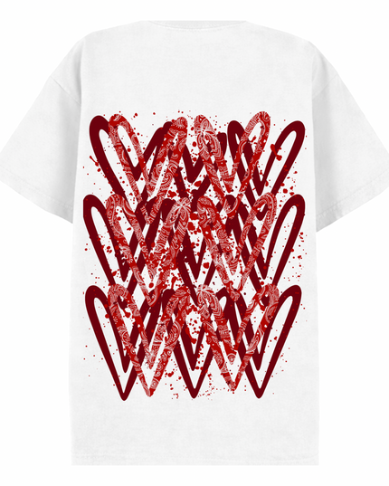 Red Paisley Heart Printed T-shirt Kids